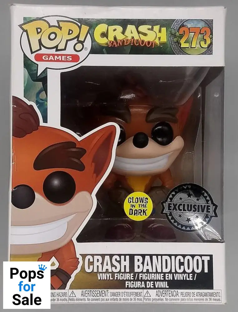 #273 Crash Bandicoot - Glow - Crash Bandicoot - Box Damaged Funko POP - PopsforSale.co.uk