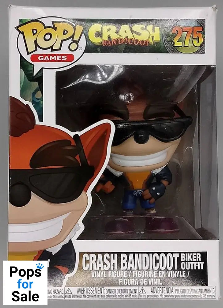 #275 Crash Bandicoot (Biker Outfit) - Crash Bandicoot Box Damaged Funko POP