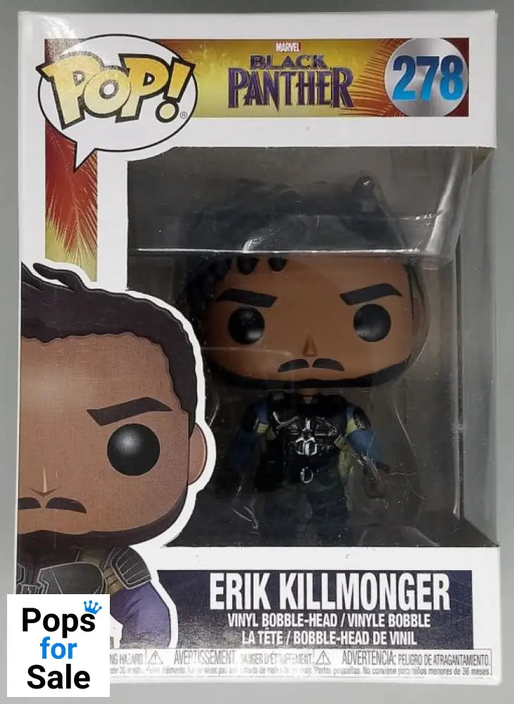 #278 Erik Killmonger - Marvel Black Panther Box Damaged Funko POP - PopsforSale.co.uk