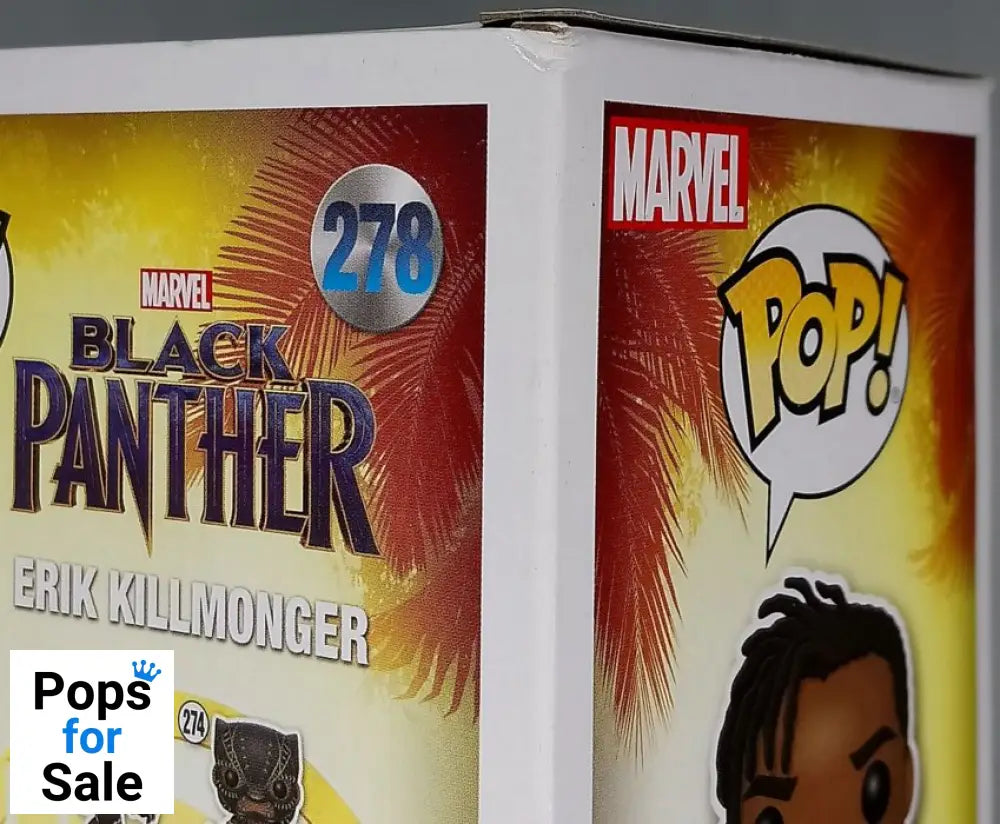 #278 Erik Killmonger - Marvel Black Panther Box Damaged Funko POP - PopsforSale.co.uk