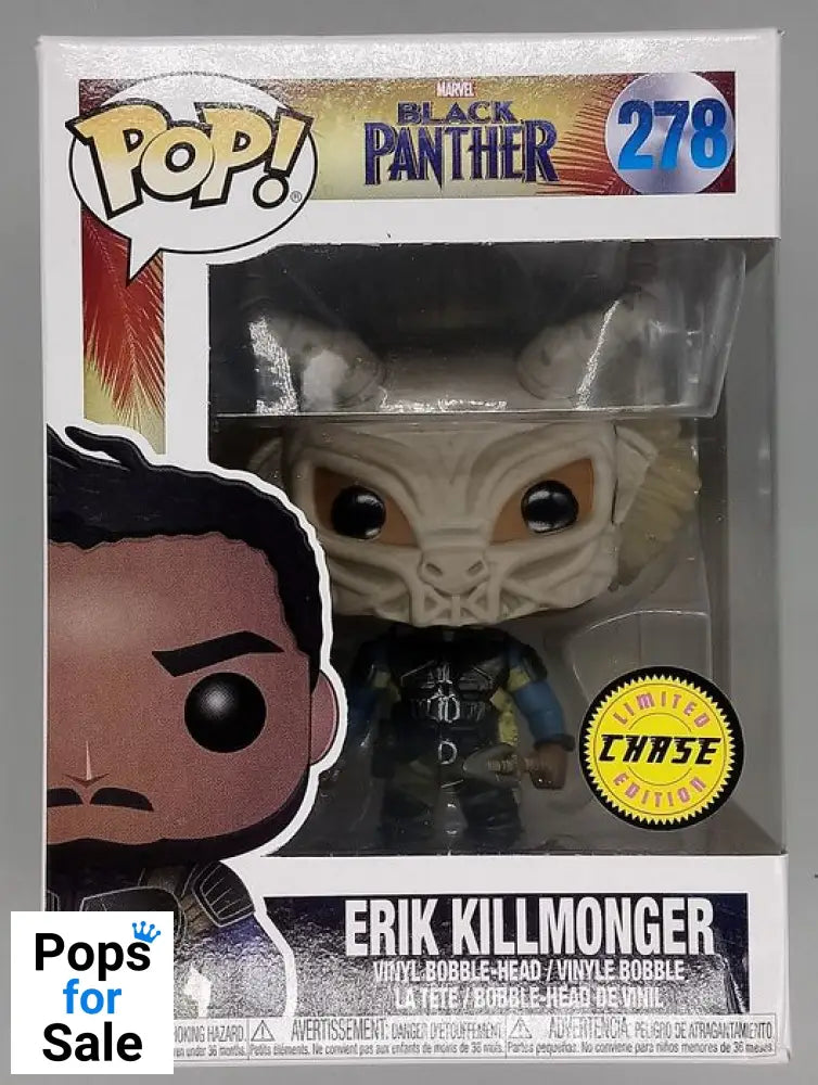 #278 Erik Killmonger (Masked) Chase Marvel Black Pan Box Damaged Funko POP - PopsforSale.co.uk