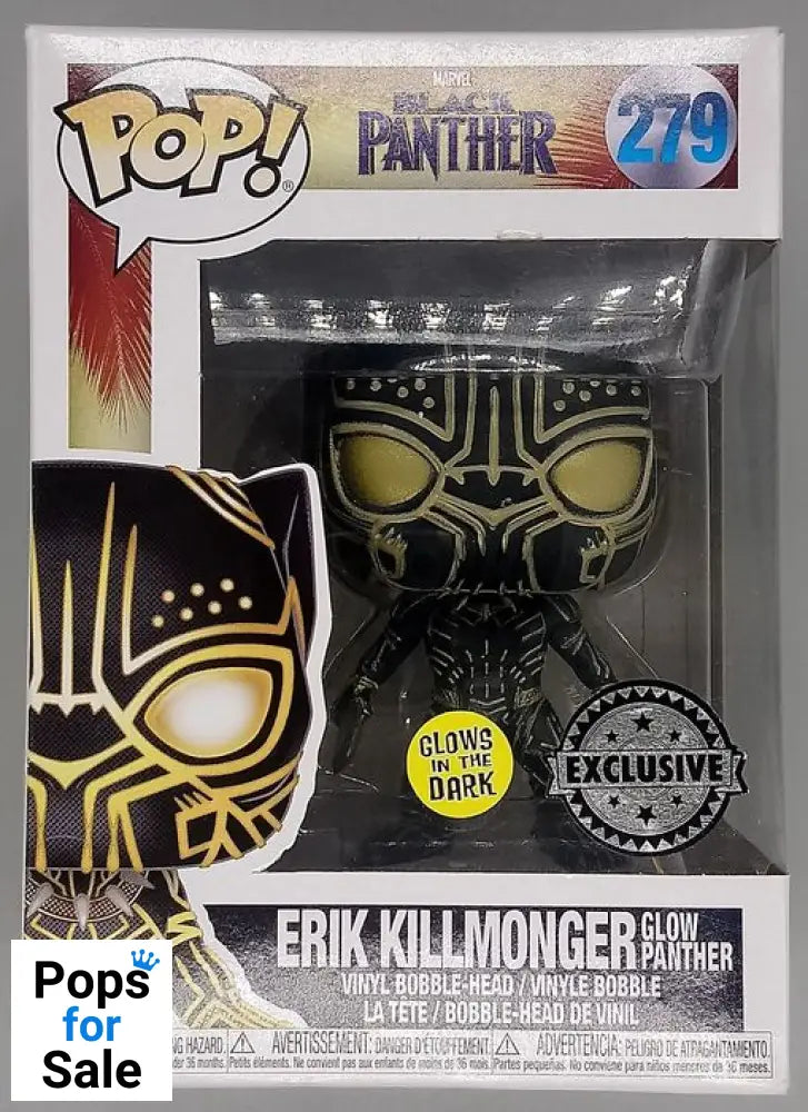 #279 Erik Killmonger (Panther) - Glow Marvel - Black Panther Box Damaged Funko POP