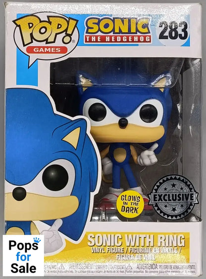 #283 Sonic with Ring - Glow - Sonic the Hedghog - Box Damaged Funko POP - PopsforSale.co.uk