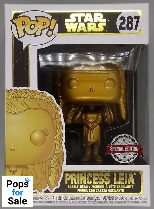 #287 Princess Leia (Ewok Village- Gold) Star Wars - Box Damaged Funko POP