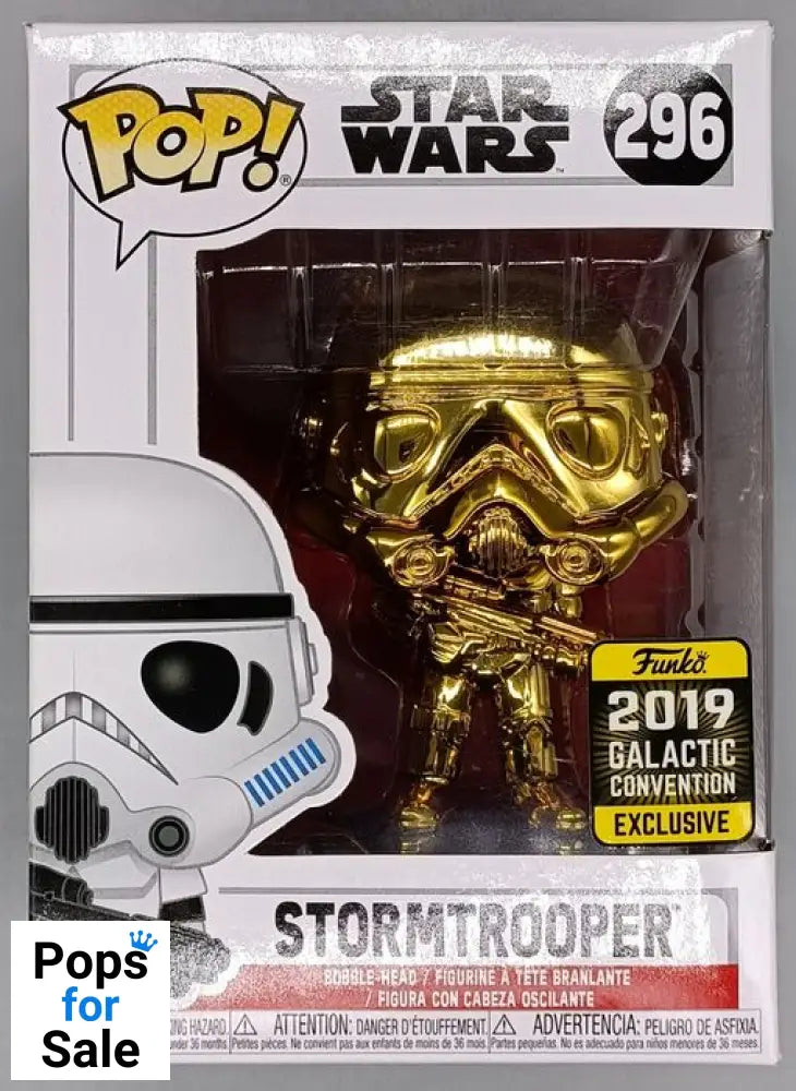 #296 Stormtrooper (Gold) Chrome - Star Wars - 2019 Con Box Damaged Funko POP - PopsforSale.co.uk