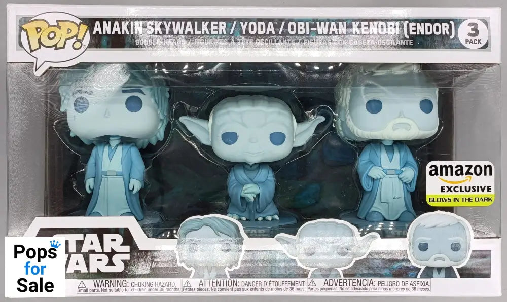 [3 Pack] Anakin Skywalker/Yoda/Obi-Wan Kenobi (Endor) Glow Star Wars Funko POP