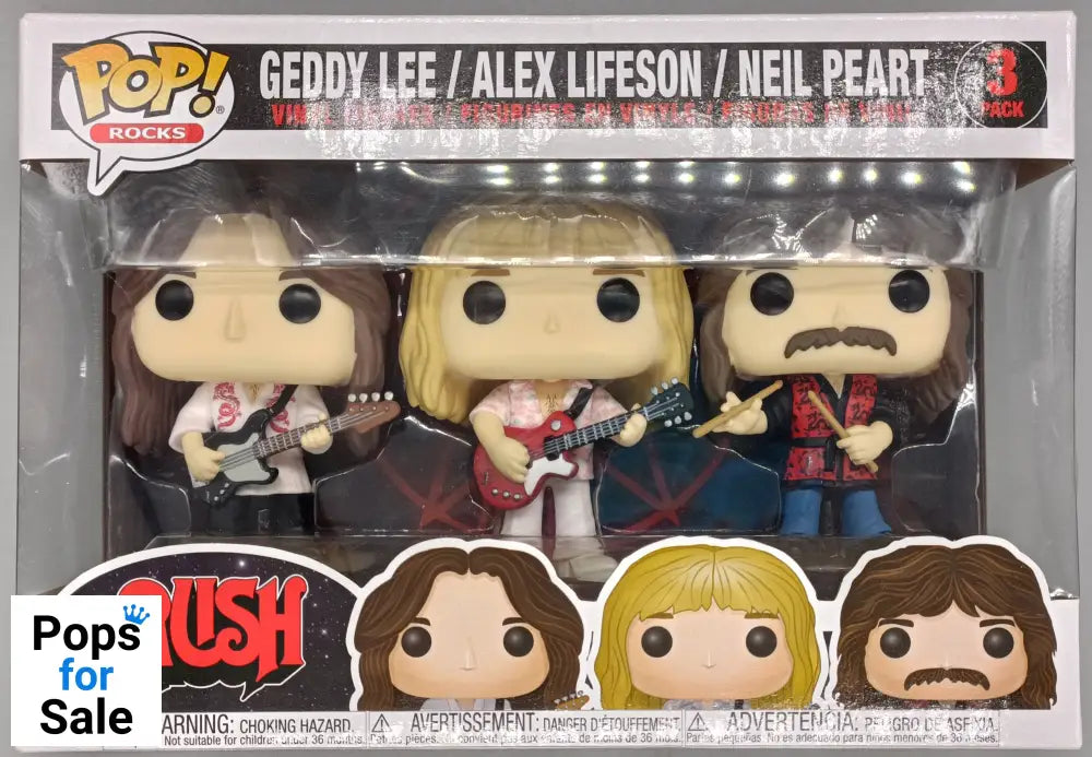 [3 Pack] Geddy Lee / Alex Lifeson / Neil Peart Rocks - RUSH Box Damaged Funko POP