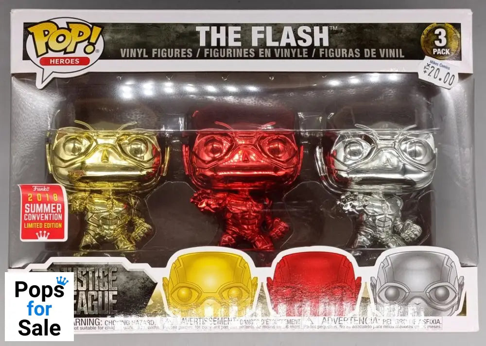 [3 Pack] The Flash (Gold/Red/Silver) - Chrome - DC Funko POP