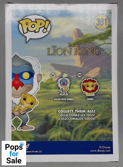 #301 Rafiki with Simba - Flocked - Disney Lion King Box Damaged Funko POP - PopsforSale.co.uk