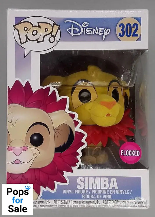 #302 Simba (Leaf Mane) - Flocked - Disney Lion King - Box Damaged Funko POP