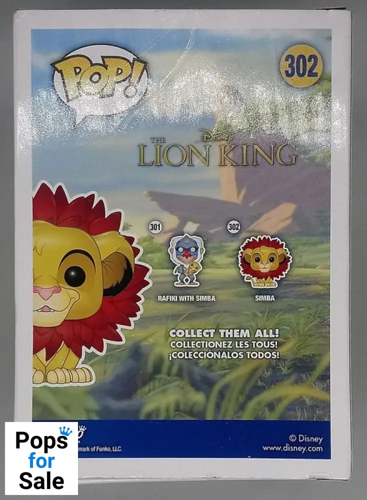 #302 Simba (Leaf Mane) - Flocked - Disney Lion King - Box Damaged Funko POP