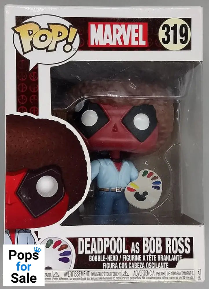 #319 Deadpool as Bob Ross - Marvel Deadpool - Box Damaged Funko POP - PopsforSale.co.uk