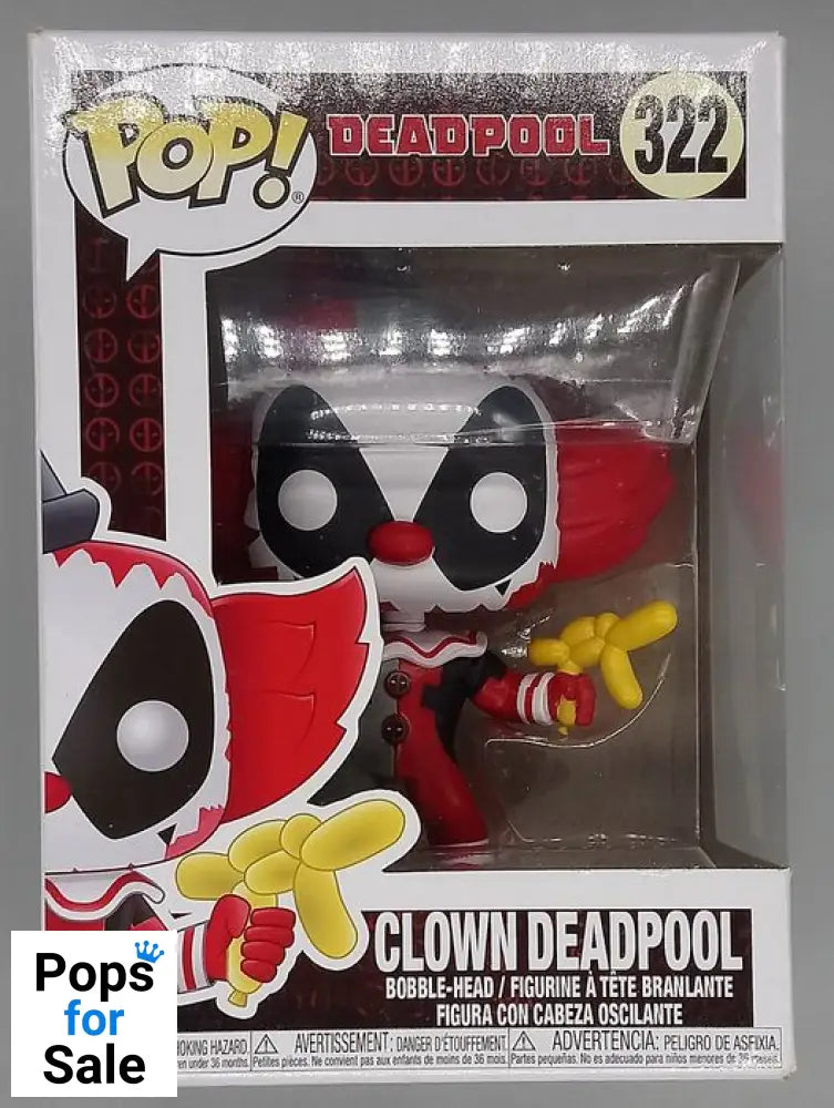 #322 Clown Deadpool - Marvel Deadpool - Box Damaged Funko POP - PopsforSale.co.uk