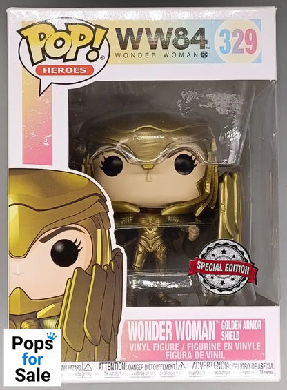 329 Wonder Woman (Golden Armor Shield) - DC - WW84 - Funko POP - Box Damaged