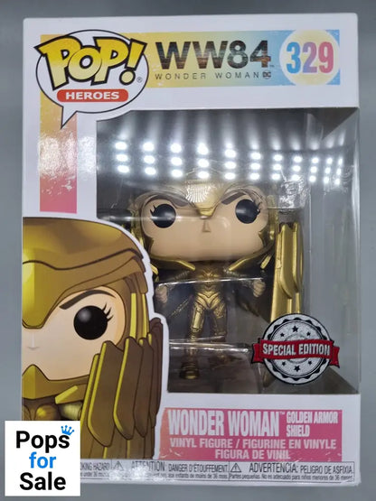 329 Wonder Woman (Golden Armor Shield) - DC - WW84 - Funko POP - Box Damaged