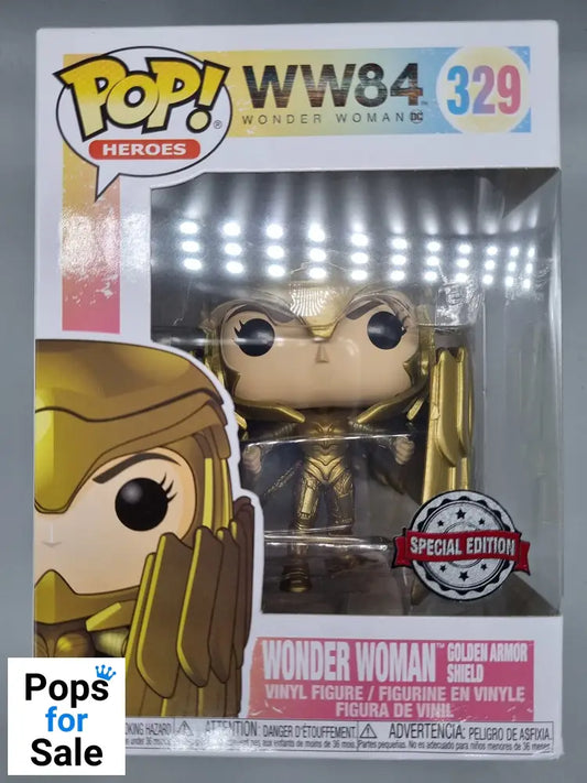 329 Wonder Woman (Golden Armor Shield) - DC - WW84 - Funko POP - Box Damaged
