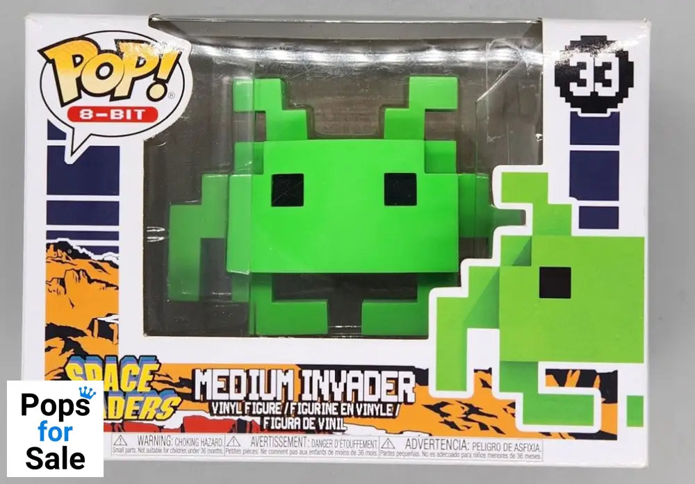 #33 Medium Invader (Green) - 8-Bit - Space Invaders - Box Damaged Funko POP