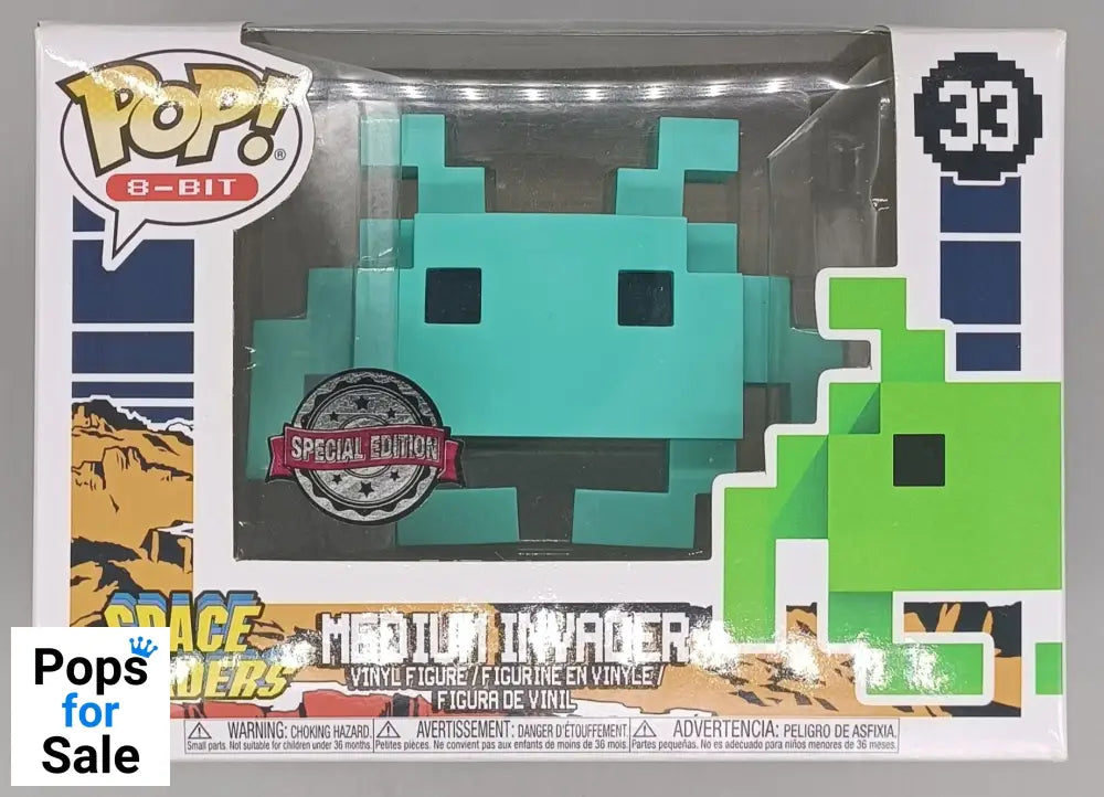 33 Medium Invader (Teal) 8-Bit - Space Invaders - Box Damaged Funko POP