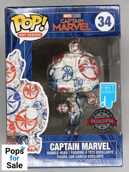 #34 Captain Marvel - Art Series Funko POP - PopsforSale.co.uk