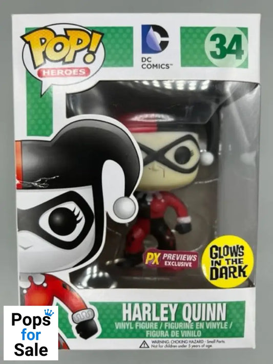 #34 Harley Quinn - Glow - DC Comics - Box Damaged Funko POP - PopsforSale.co.uk