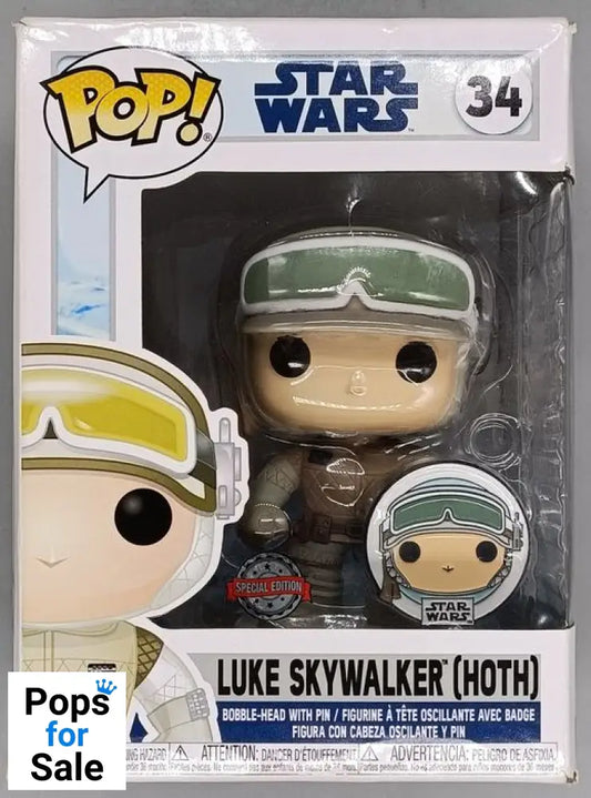 #34 Luke Skywalker (Hoth w/ Pin) Star Wars - Box Damaged Funko POP - PopsforSale.co.uk