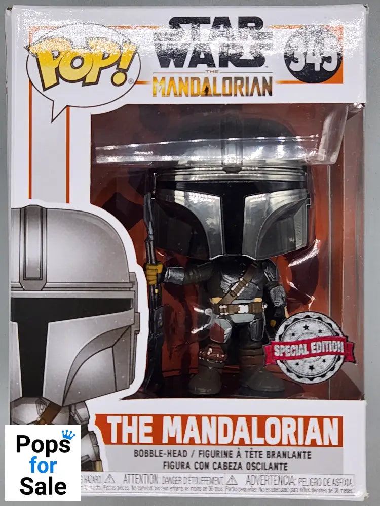 #345 The Mandalorian (w/ Beskar Armor) Chrome - Star Box Damaged Funko POP