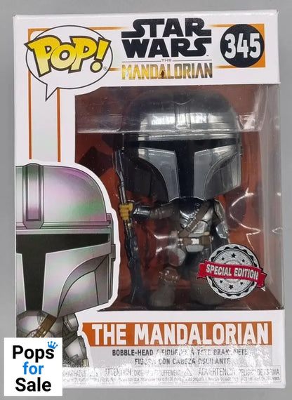 #345 The Mandalorian (w/ Beskar Armor- First Edition) Chrome Funko POP