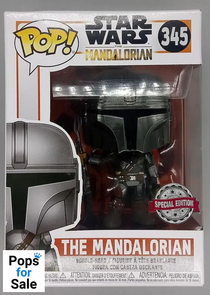 #345 The Mandalorian (w/ Beskar Armor- First Edition) Chrome Funko POP