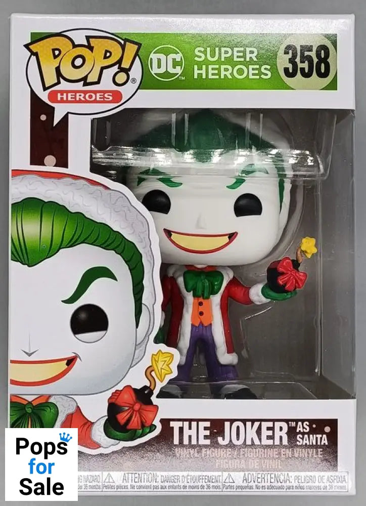 #358 The Joker (as Santa) - DC Super Heroes - Hol Box Damaged Funko POP