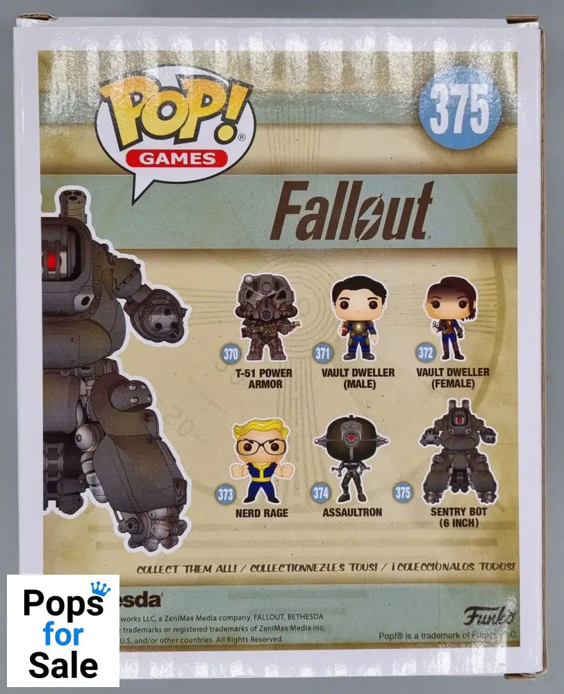 375 Sentry Bot - 6 Inch - Fallout - Funko POP - Box Damaged