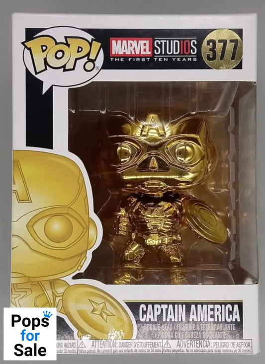 #377 Captain America (Gold) - Chrome - Marvel - Box Damaged Funko POP