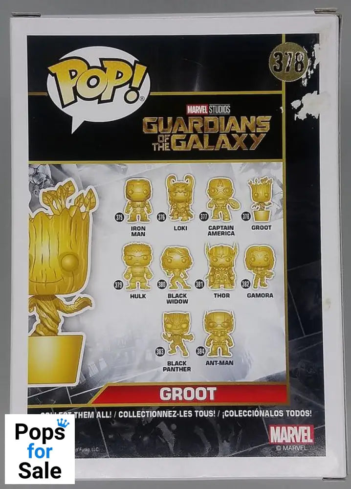 #378 Groot (Gold) - Chrome - Marvel Studios 10 Years Box Damaged Funko POP