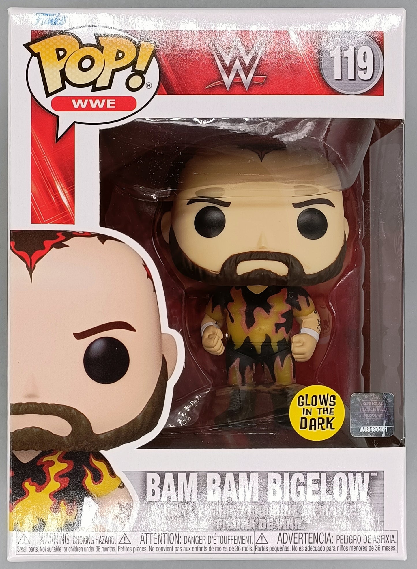 #119 Bam Bam Bigelow Glow - WWE - Brand New Funko POP in Protector