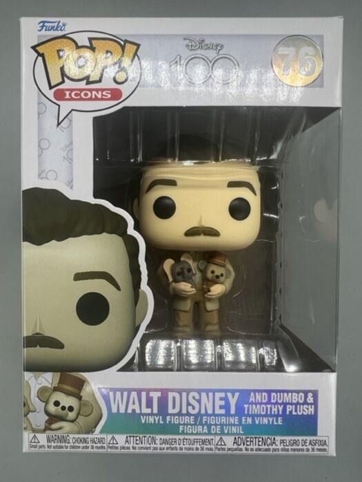 #76 Walt Disney (with Dumbo and Timothy) Icons Disney 100 Funko POP