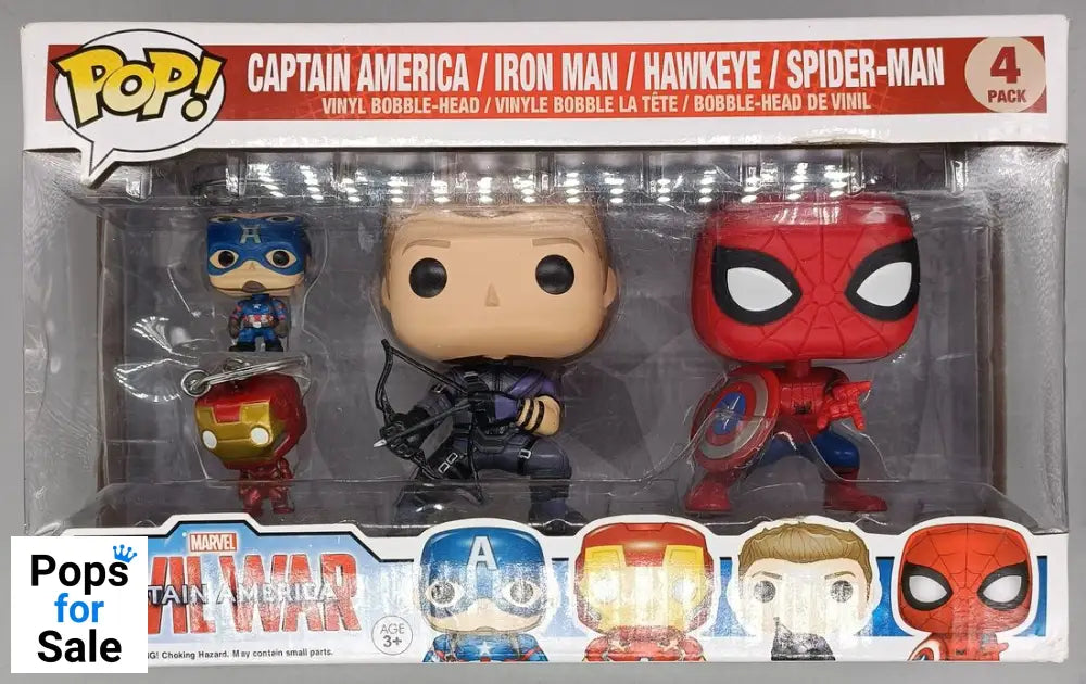 [4 Pack] Captain America / Iron Man / Hawkeye / Spide Box Damaged Funko POP