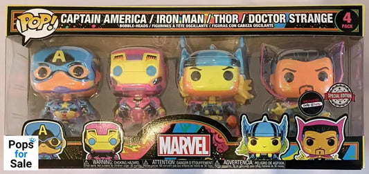 [4 Pack] Captain America-Iron Man-Thor Blacklight - Marvel Funko POP