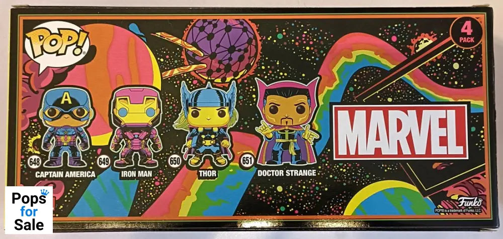 [4 Pack] Captain America-Iron Man-Thor Blacklight - Marvel Funko POP