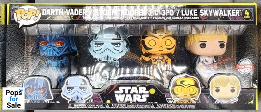[4 Pack] Darth Vader / Stormtrooper / C-3PO / Luke Skywalker Star Wars Funko POP - Box Damaged