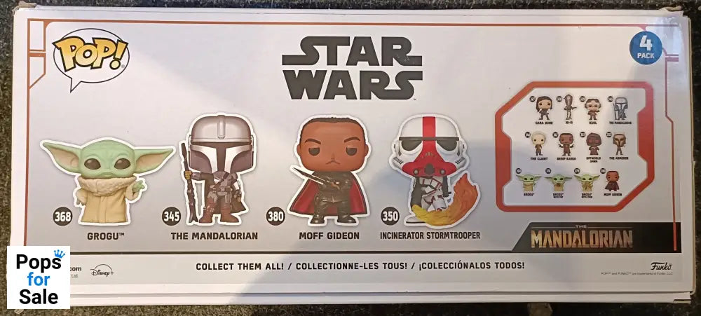 [4 Pack] Grogu- Mandalorian-Moff Gideon Glow Star Wars Box Damaged Funko POP