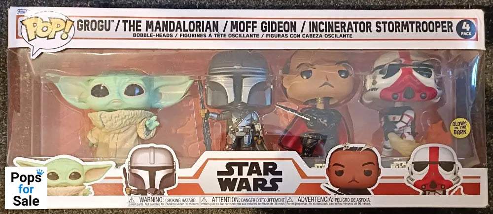 [4 Pack] Grogu- Mandalorian-Moff Gideon Glow Star Wars Box Damaged Funko POP