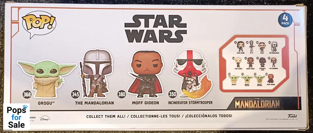 [4 Pack] Grogu- Mandalorian-Moff Gideon Glow - Star Wars Funko POP