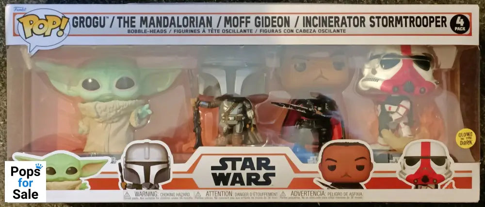 [4 Pack] Grogu- Mandalorian-Moff Gideon Glow - Star Wars Funko POP