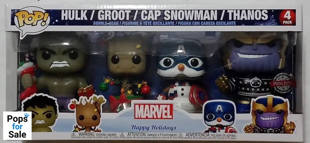[4 Pack] Hulk / Groot / Cap Snowman / Thanos Marvel Holidays Funko POP