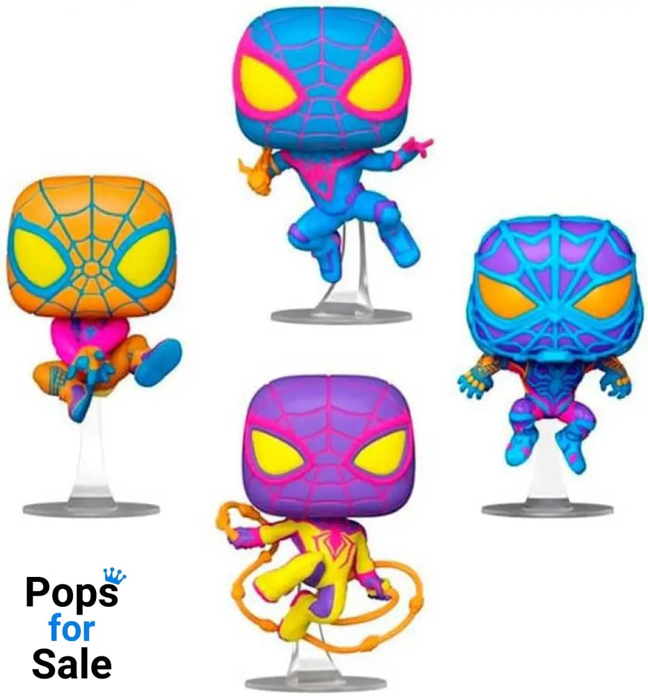 4 Pack Miles Morales - Marvel Spider-Man Blacklight Funko Pop Presale