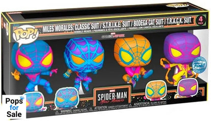 4 Pack Miles Morales - Marvel Spider-Man Blacklight Funko Pop Presale