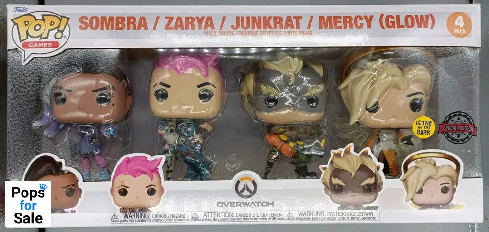 [4 Pack] Sombra / Zarya / Junkrat / Mercy Glow - Overwatch - Brand New Funko POP