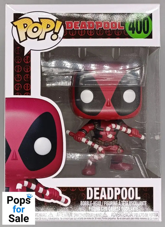 400 Deadpool (w/ Candy Canes) Metallic Marvel Funko POP - Box Damaged