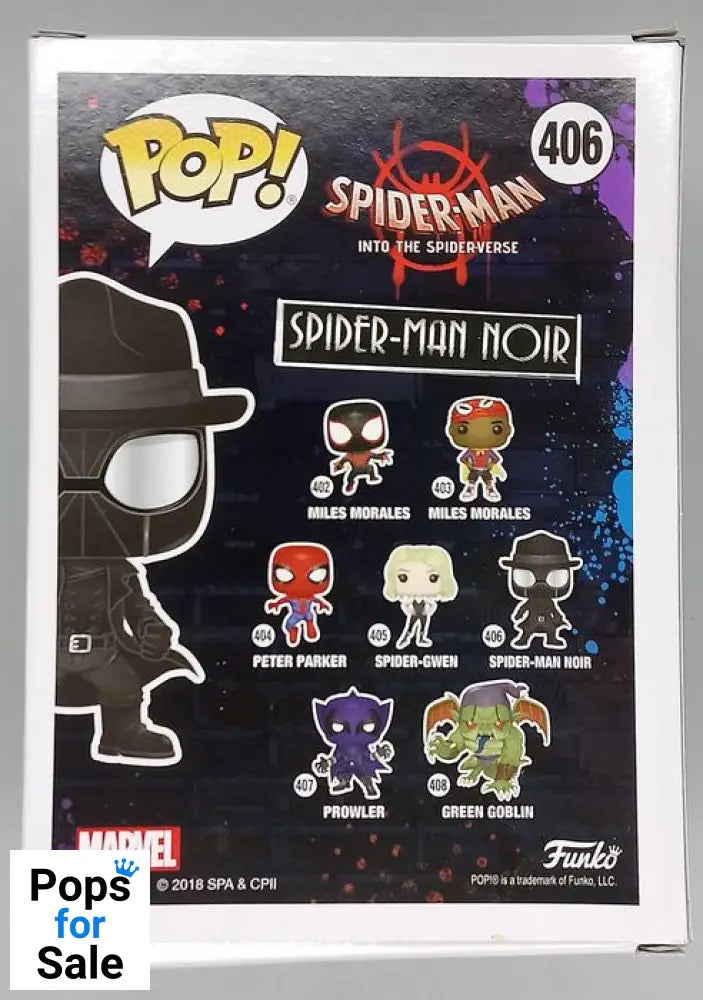 #406 Spider-Man Noir (Hat) Marvel Spiderman Into The Spiderverse Funko POP