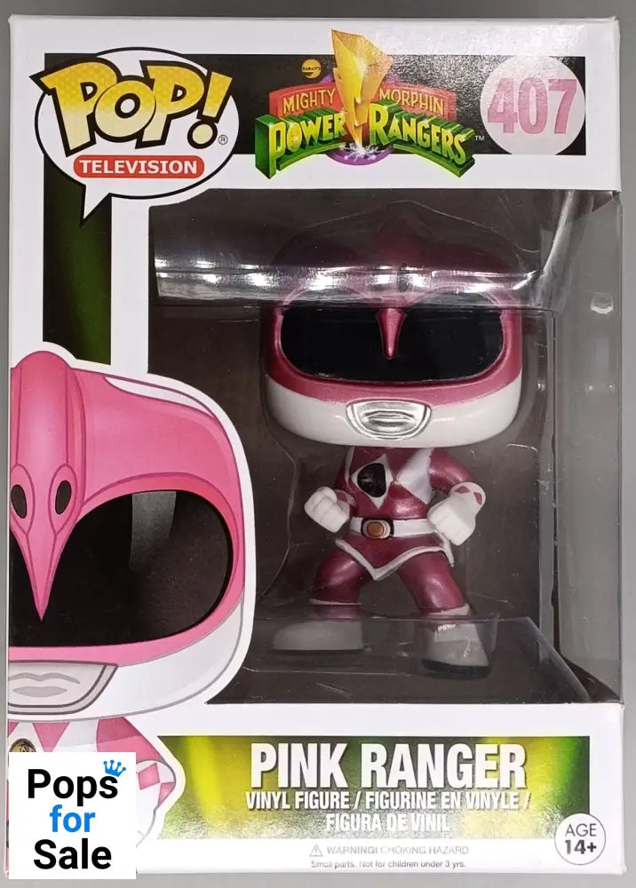 407 Pink Ranger (Action Pose) Metallic - Mighty Morphin Power Rangers Funko POP - Box Damaged