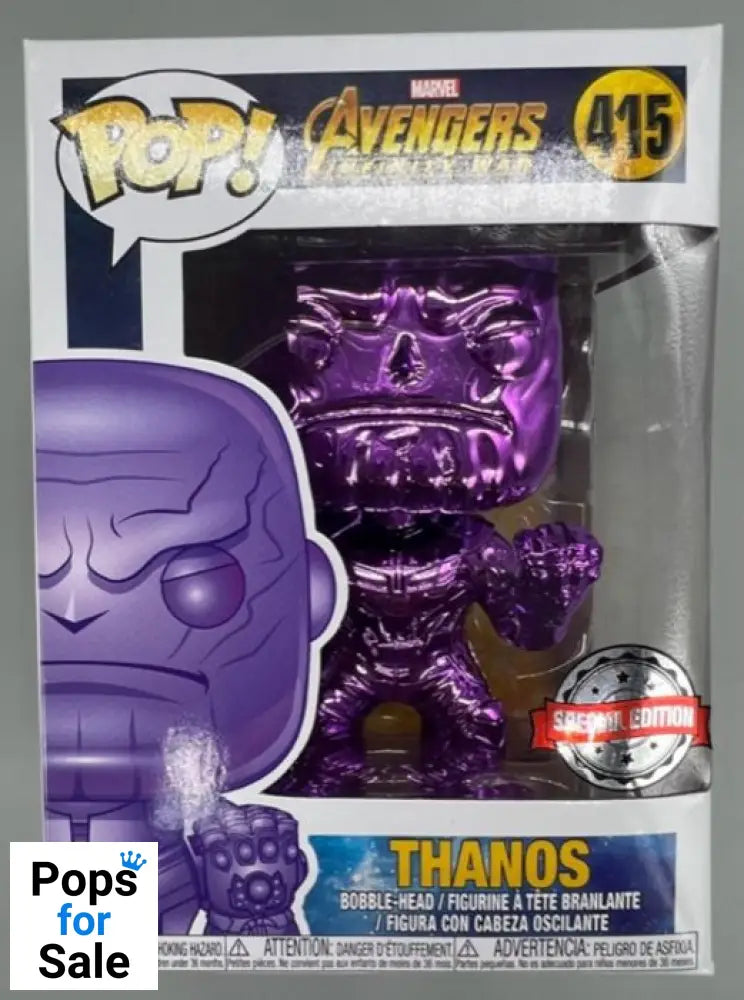 #415 Thanos (Purple Closed Fist) Chrome Marvel Box Damaged Funko POP